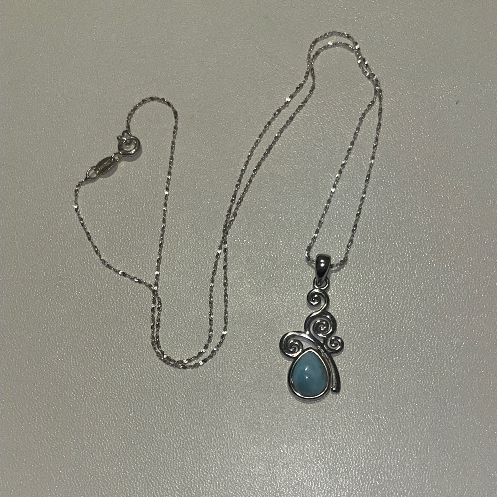 Artisan Silver Necklace with Larimar stone